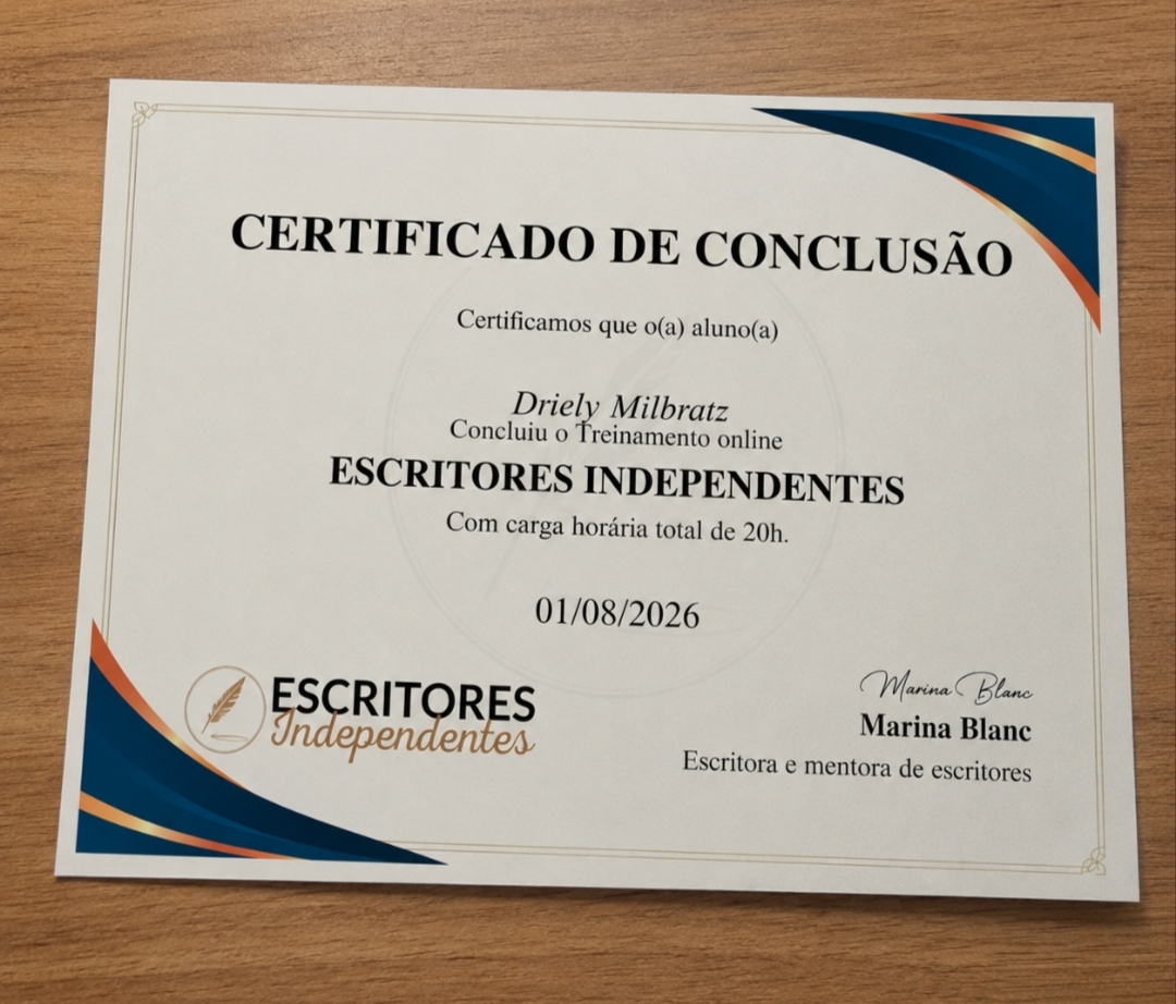 Certificado de conclusão do Treinamento Escritores Independentes — Driely Milbratz